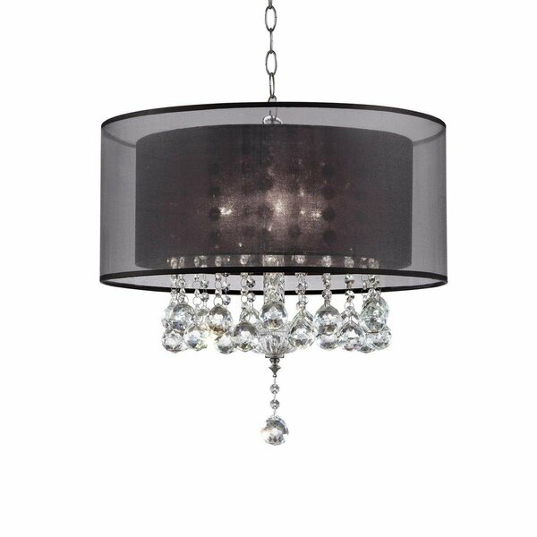 Haz Contempo Silver Ceiling Lamp with Black Shade & Crystal Accents HA3676788